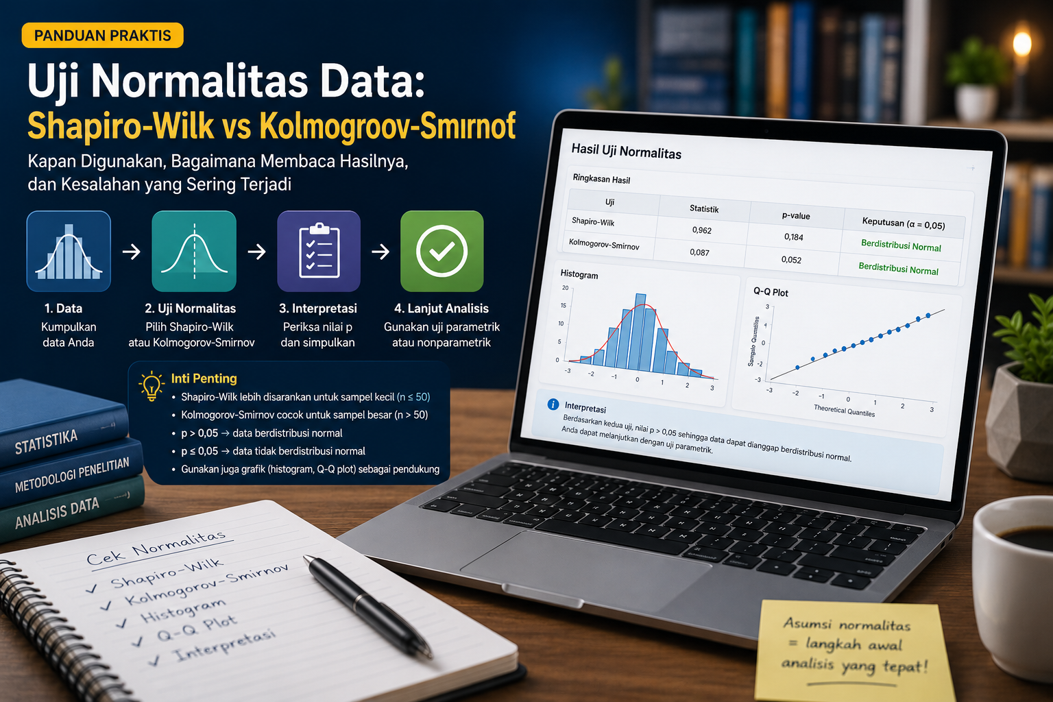 Uji Normalitas Data: Cara Membaca Shapiro-Wilk dan Memilih Analisis yang Tepat
